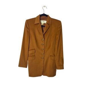 Vintage Escada Margaretha Ley Gold Blazer Women 34 Wool Blend Long Sleeve Button
